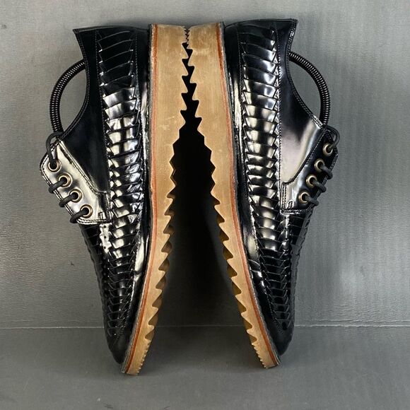 Marc Jacobs Woven Leather Shoe Men’s Black Lace Up Tractor Soul Size 10/44 main image 9